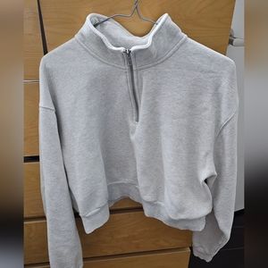 TNA cozy fleece perfect 1/4 zip cropped sweatshirt